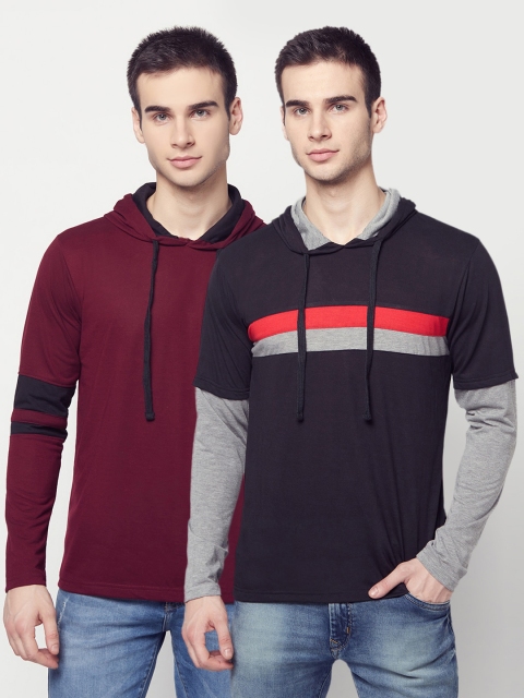 

ELEGANCE Men Pack Of 2 T-shirts, Maroon
