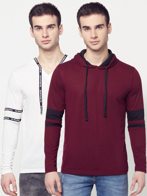

ELEGANCE Men Pack Of 2 T-shirts, Maroon