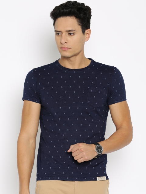 

Solly Jeans Co. by Allen Solly Navy Blue Printed Round Neck T-Shirt