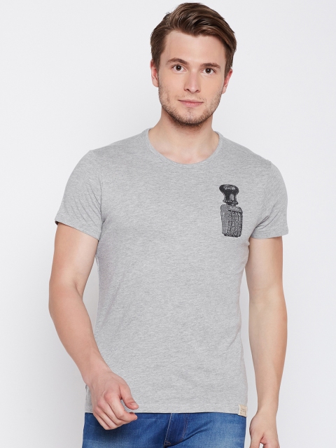 

Solly Jeans Co. by Allen Solly Men Grey Melange Solid Round Neck T-shirt