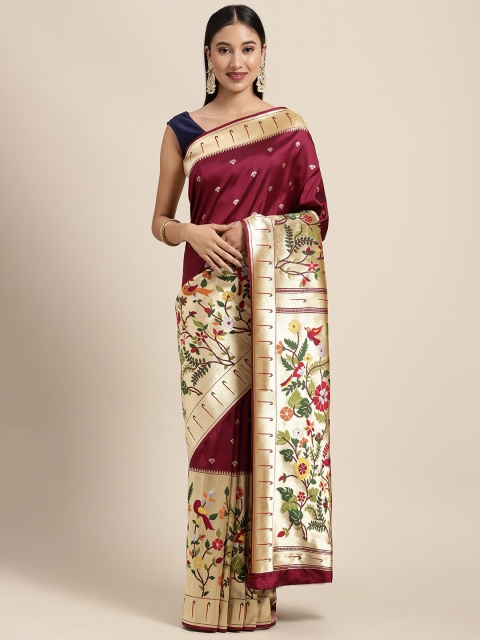 

Neerus Red Woven Design Zari Pure Silk Saree