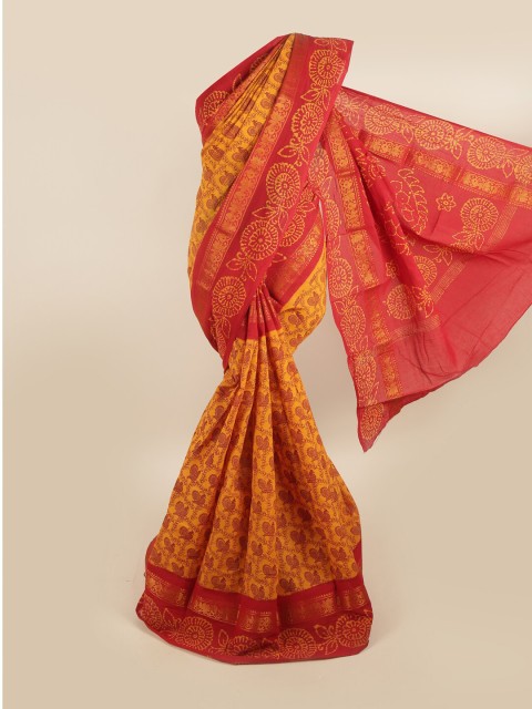 

Pothys Yellow & Red Floral Pure Cotton Saree