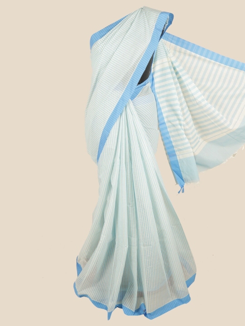 

Pothys Blue & White Striped Pure Cotton Saree