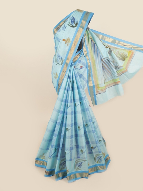 

Pothys Blue Floral Pure Cotton Saree