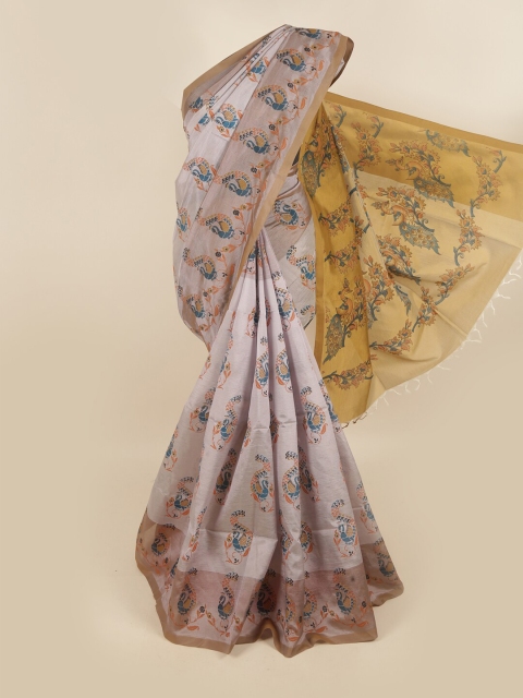 

Pothys Grey & Blue Ethnic Motifs Pure Cotton Saree