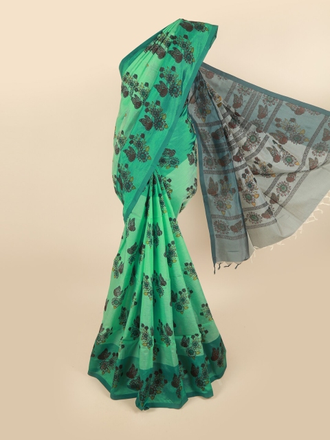 

Pothys Green & Maroon Floral Pure Cotton Saree