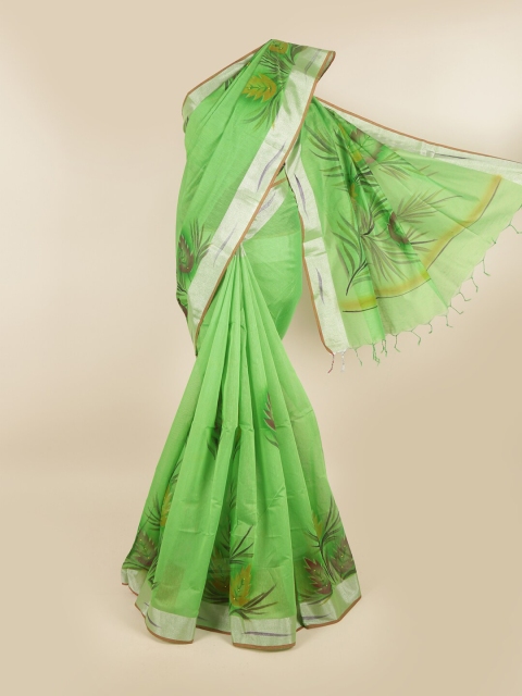 

Pothys Green & Yellow Floral Pure Cotton Saree