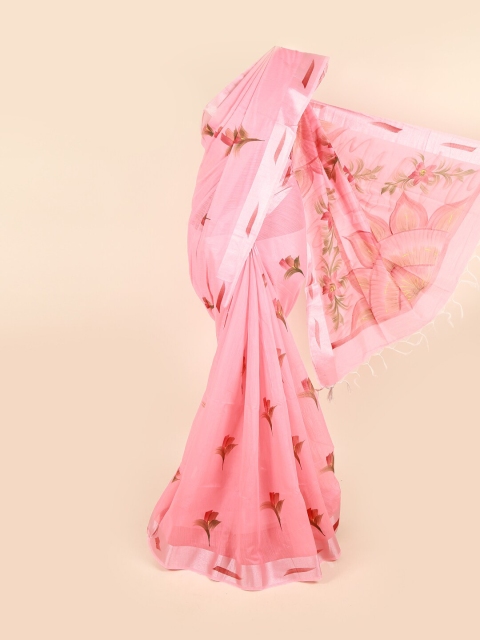 

Pothys Pink Floral Pure Cotton Saree