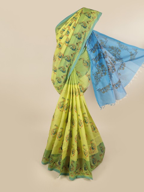 

Pothys Green & Blue Ethnic Motifs Pure Cotton Saree