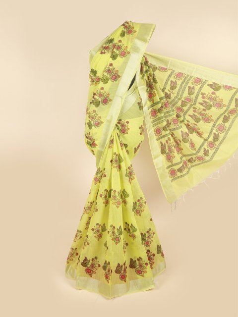 

Pothys Green & Pink Floral Zari Pure Cotton Saree