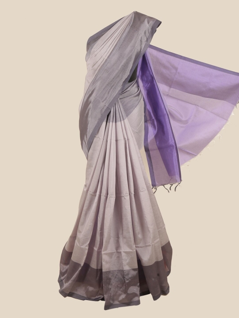 

Pothys Grey & Violet Zari Pure Cotton Saree