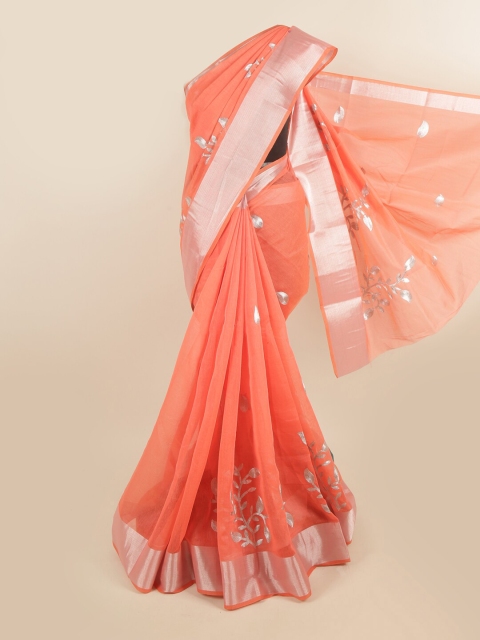 

Pothys Peach-Coloured Woven Design Saree