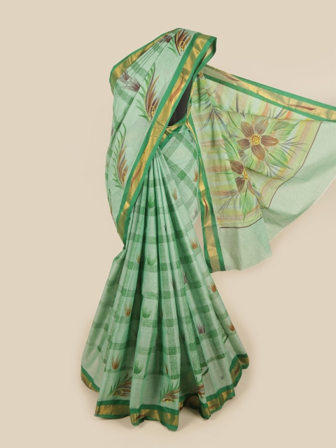 

Pothys Green & Brown Woven Design Pure Cotton Saree