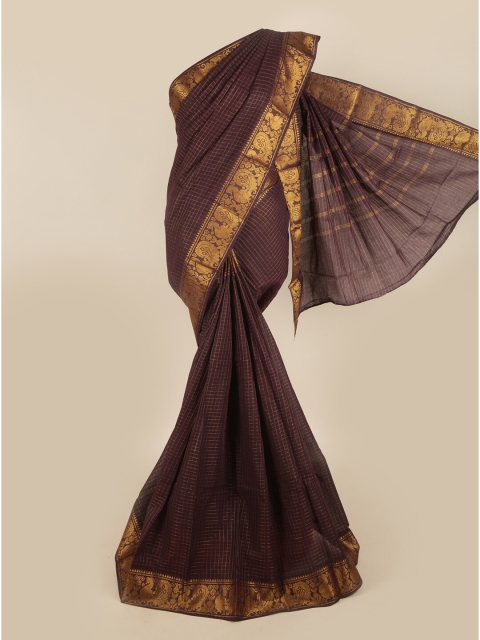 

Pothys Purple Checked Pure Cotton Saree
