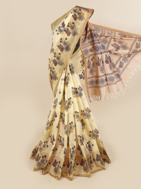 

Pothys Cream-Coloured Floral Pure Cotton Saree