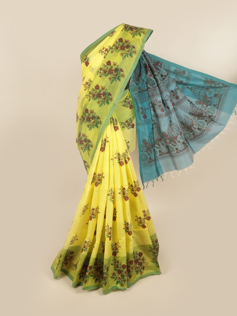 

Pothys Green & Maroon Floral Pure Cotton Saree