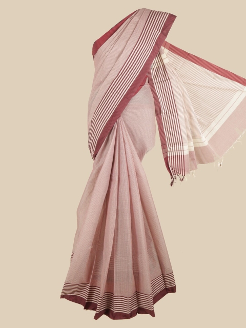 

Pothys Maroon & Beige Striped Pure Cotton Saree