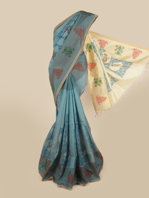 

Pothys Blue & Green Ethnic Motifs Printed Pure Cotton Saree