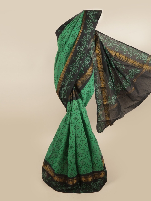

Pothys Green & Black Ethnic Motifs Printed Pure Cotton Saree