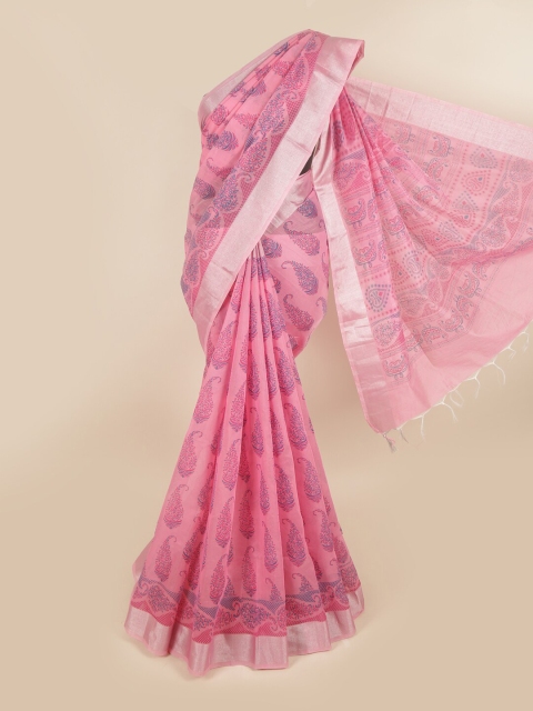 

Pothys Pink Paisley Printed Pure Cotton Saree