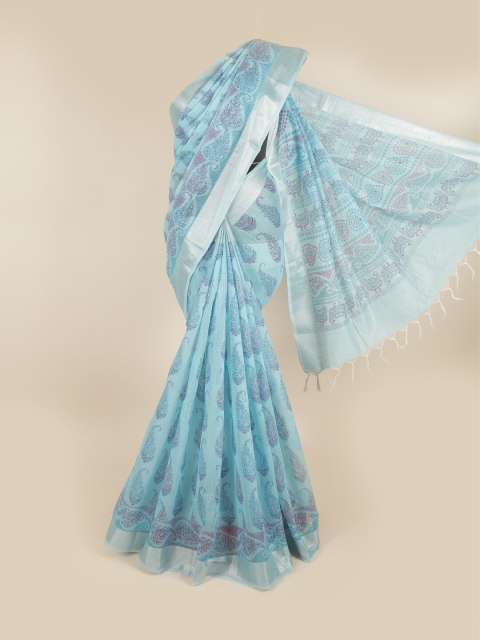 

Pothys Blue Paisley Printed Pure Cotton Saree