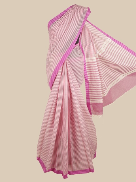 

Pothys Pink Striped Printed Pure Cotton Saree
