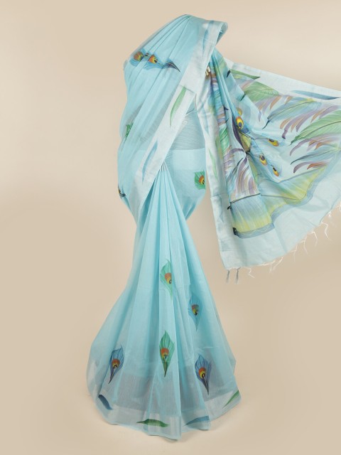 

Pothys Blue & Green Printed Pure Cotton Saree