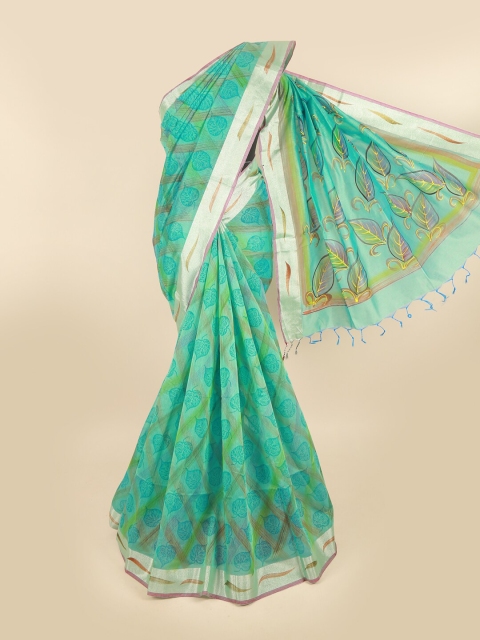 

Pothys Blue & Lavender Ethnic Motifs Printed Zari Pure Cotton Saree