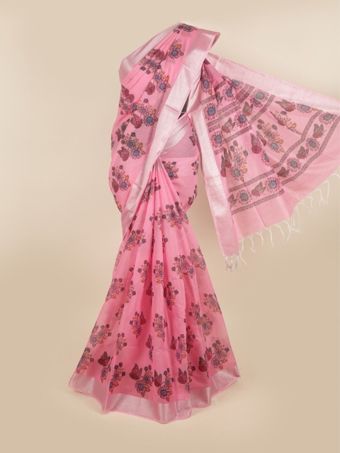 

Pothys Pink & Blue Floral Printed Pure Cotton Saree