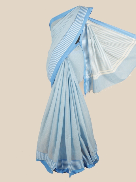 

Pothys Blue & White Checked Pure Cotton Saree