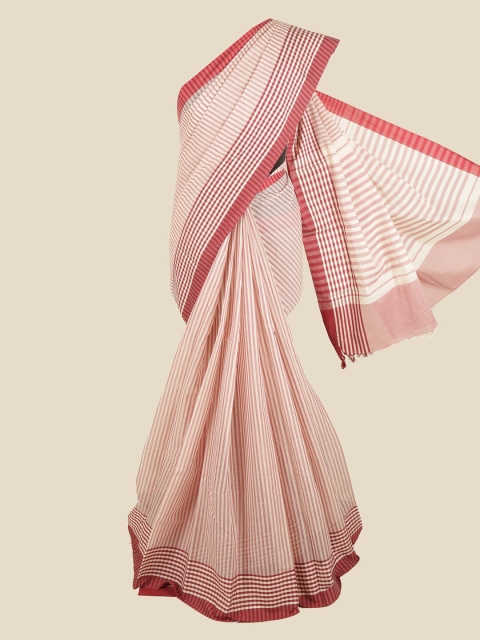 

Pothys Maroon & White Striped Pure Cotton Saree