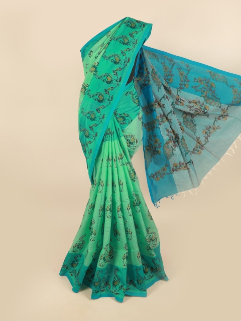 

Pothys Green & Blue Ethnic Motifs Pure Cotton Saree