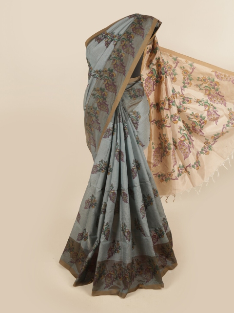 

Pothys Grey & Brown Ethnic Motifs Printed Pure Cotton Saree