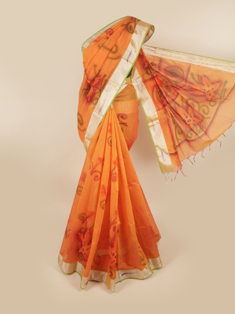 

Pothys Orange & Green Printed Pure Cotton Saree