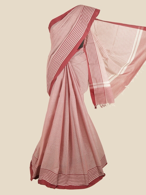 

Pothys Maroon & White Striped Pure Cotton Saree