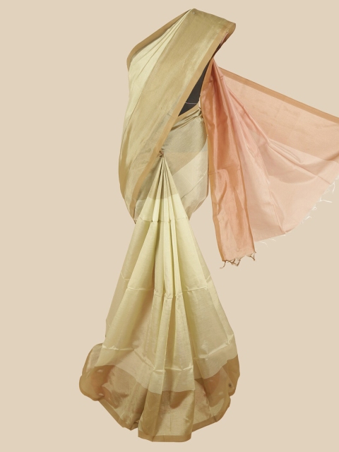 

Pothys Green & Peach-Coloured Zari Pure Cotton Saree
