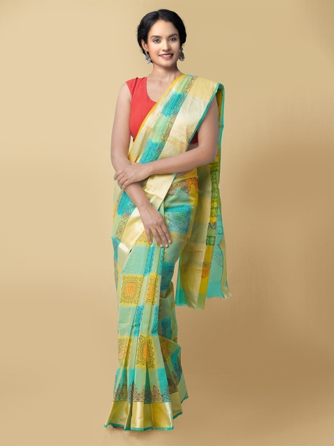 

Unnati Silks Blue & Green Woven Design Kota Saree