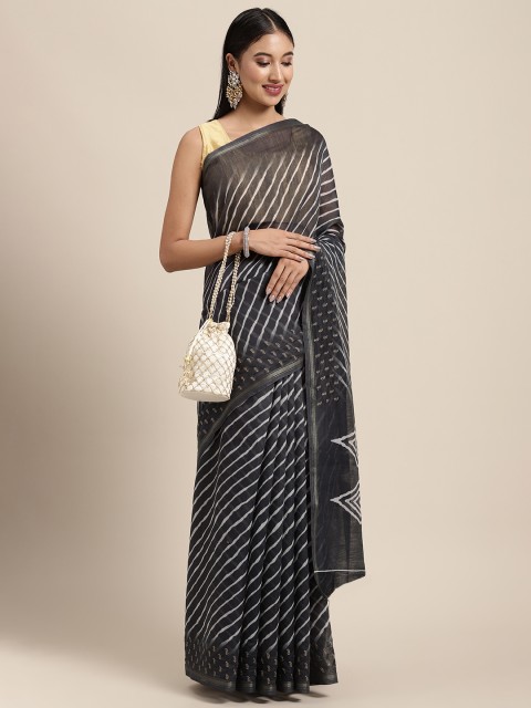 

Neerus Black & White Organza Saree