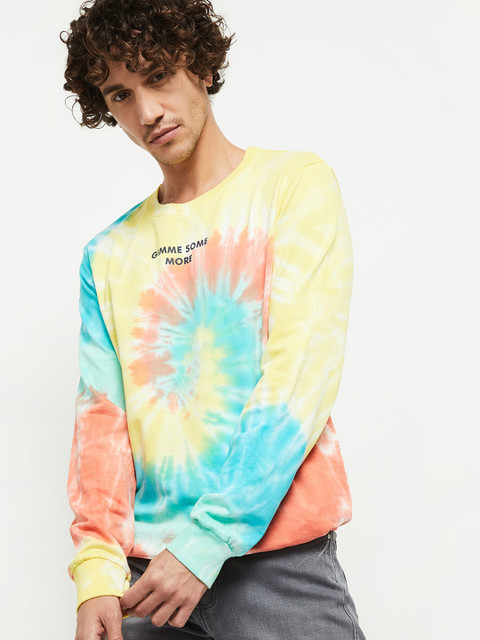 

max Men Multicoloured Printed Pure Cotton Sweatshirt, Multi