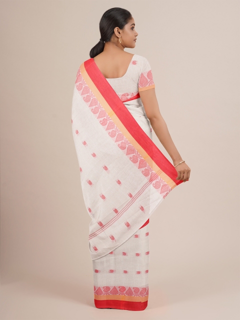 

Pothys White & Red Paisley Pure Cotton Saree