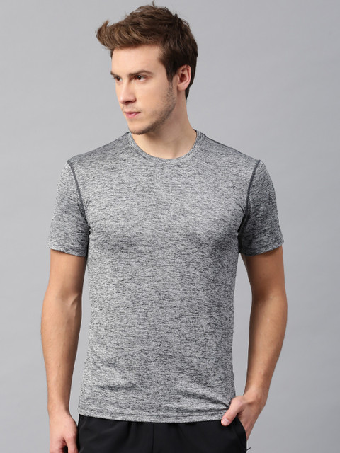 

HRX by Hrithik Roshan Men Grey Melange Self-Design Round Neck Running RAPID-DRY T-shirt