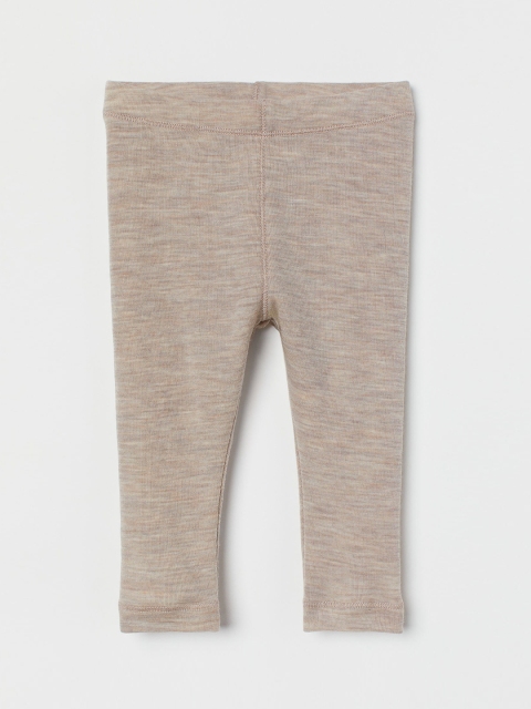 

H&M Girls Beige Solid Wool Leggings
