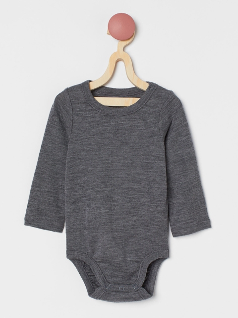 

H&M Girls Grey Solid Wool Bodysuit