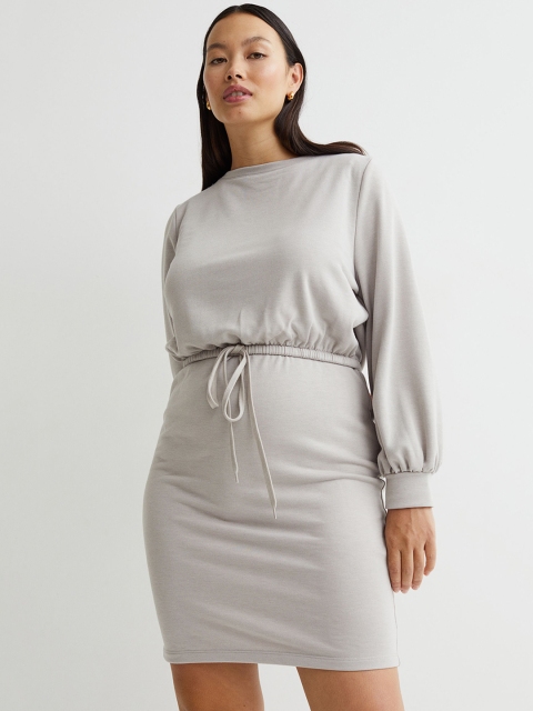

H&M Women Grey & Beige Solid MAMA Nursing Dress