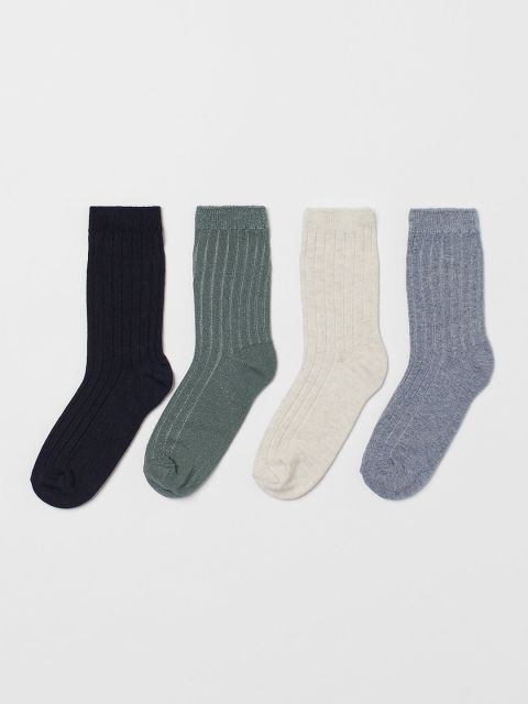 

H&M Boys Green & Blue Solid 4-Pack Ribbed Socks