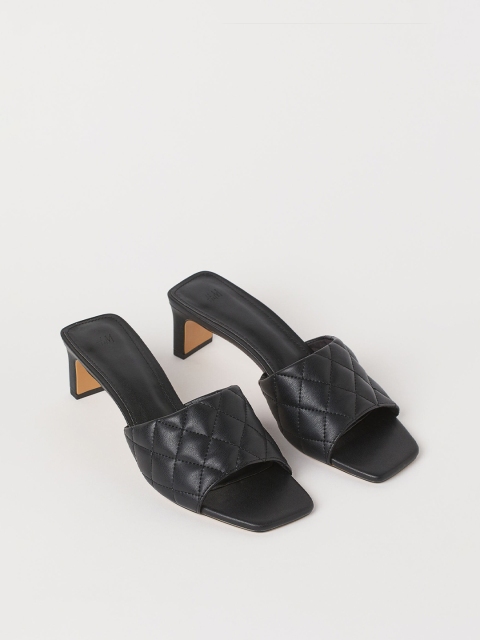 

H&M Women Black Solid Quilted Mules
