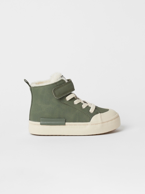

H&M Boys Green Faux Shearling-Lined Hi-Tops