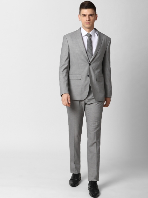 

Peter England Elite Men Grey Solid Slim-Fit Single-Breasted Two-Piece Formal Suit