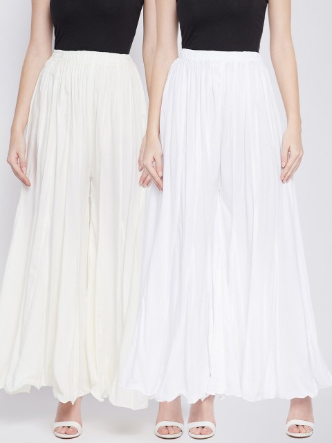 

TULIP 21 Women Off White Pack of 2 Flared Palazzos