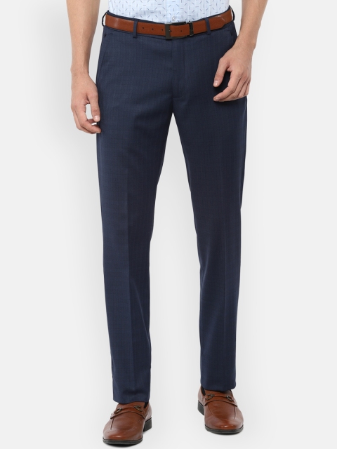 

Louis Philippe Permapress Men Navy Blue Slim Fit Formal Trousers